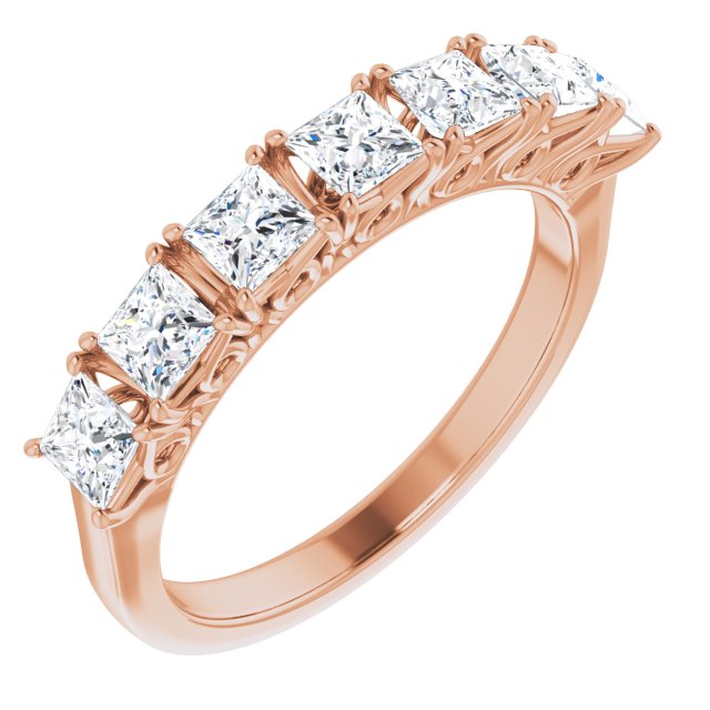 1.26 ct. Princess Cut Diamond Wedding Band 7 Stone Anniversary Ring-VIRABYANI